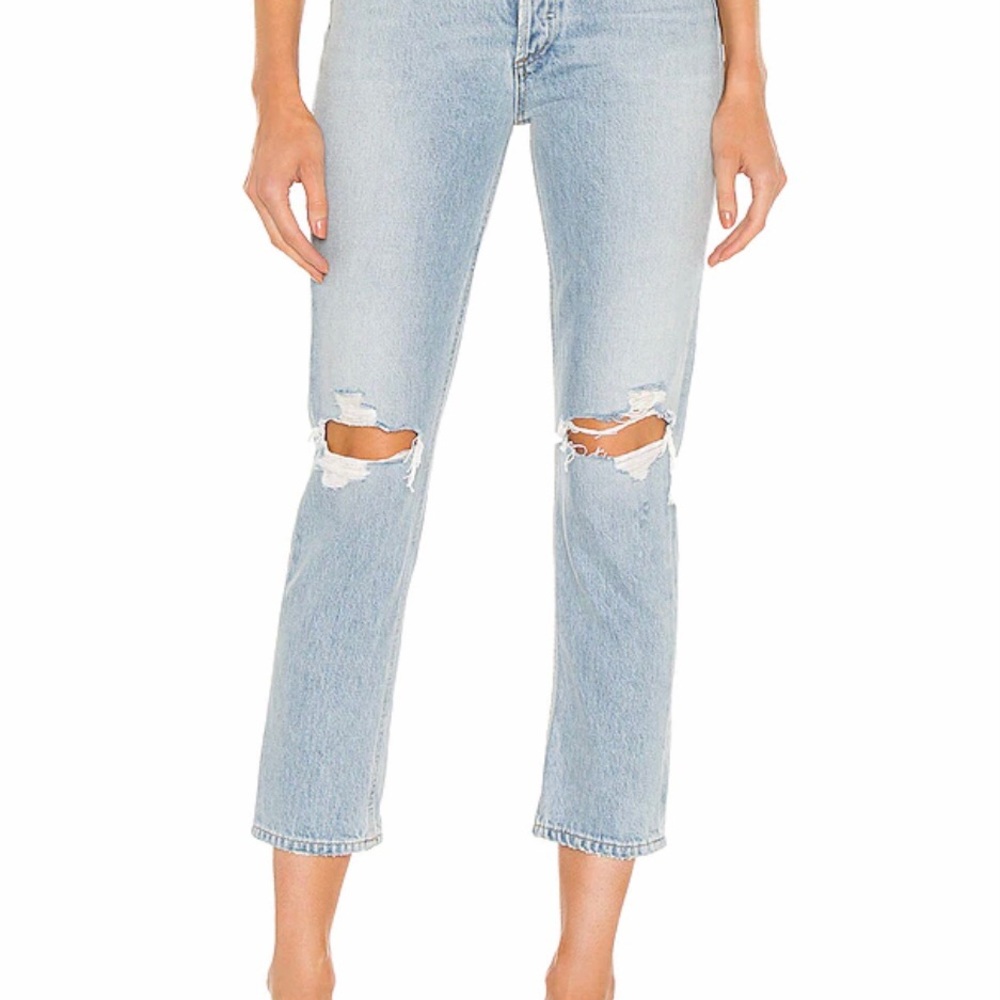 Riley High Rise Straight Crop in Clear Skies. Size 27